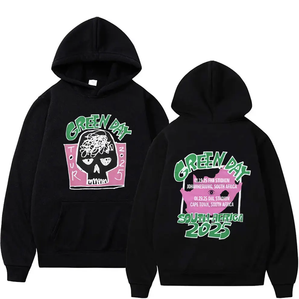 Punk Band Green Day Tour 2025 Hoodie Men Women Skeleton Oversized Rock Hooded Tracksuit Male High Quality Fleece Cotton Hoodies