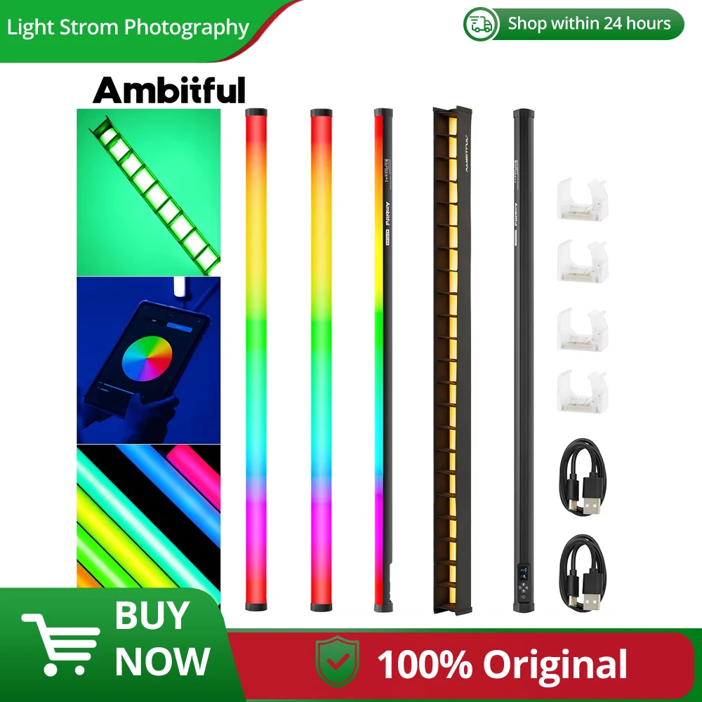 AMBITFUL A2 plus 2500K-8500K RGB Tube Light Full Color LED Video Stick Light ，CRI 95+ TLCI 97+,Built-in Lithium Battery Control