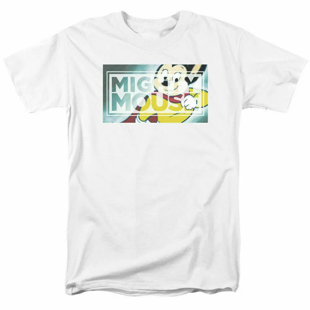 Mighty Mouse Mighty Rectangle T Shirt Mens Licensed Cartoon Merchandise White