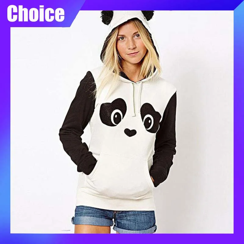 

Cartoon Panda Print Hoodie Women'S Hooded Sweatshirt Casual Fashion Long Sleeves Top Kawaii Cute Clothing Birthday X-Mas Gift