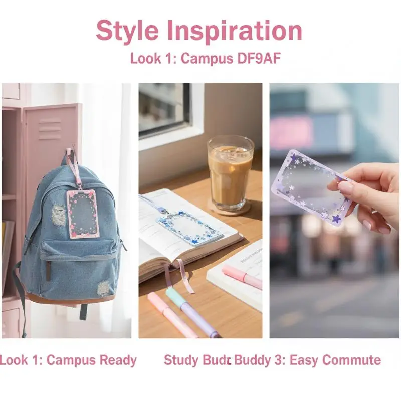 

Star Sliding Cover Card Holder Transparent Portable ID Protector Kpop Photocard Photo Case Student School Card Bus Card Holder