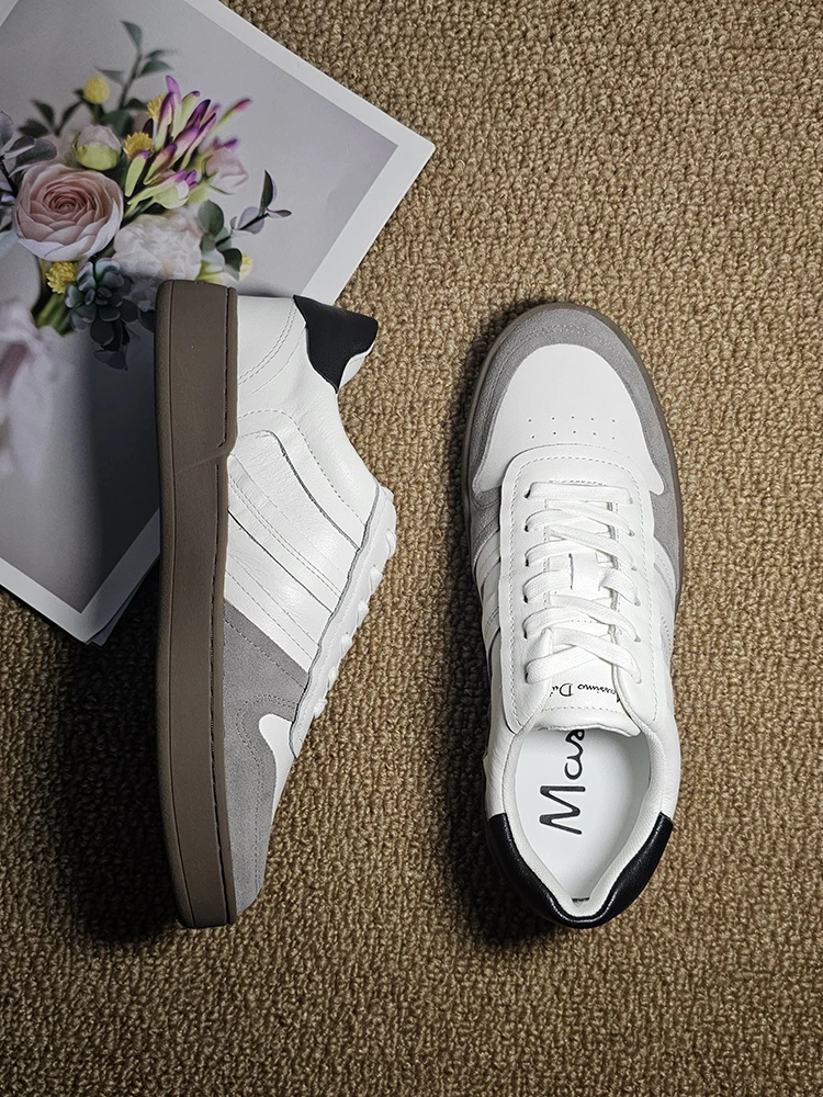 2024 Autumn New Women Genuine Leather Lacing Flats Shoes Basic Sneaker Casual Simple Shoes Female platform shoes