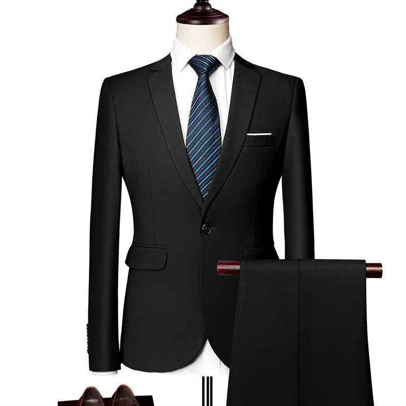 

Men's suits, urban white-collar business gentleman two-piece suit, top and pants, one button British suit