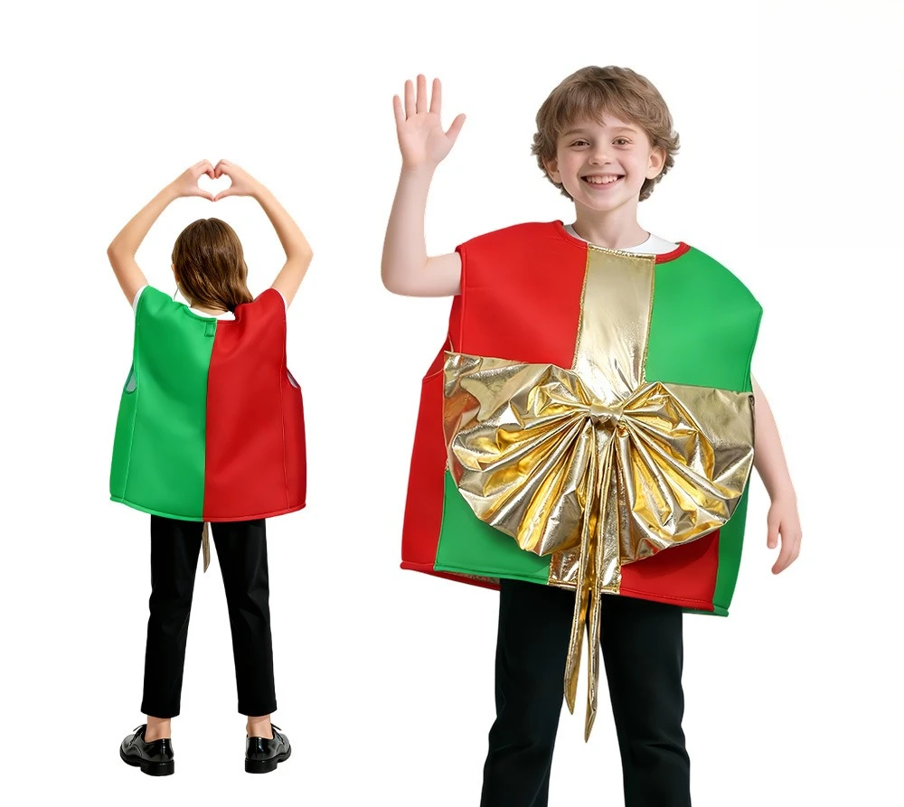 

Christmas Santa Gift Box Cosplay Costume Halloween Party Children Stage Show Costume