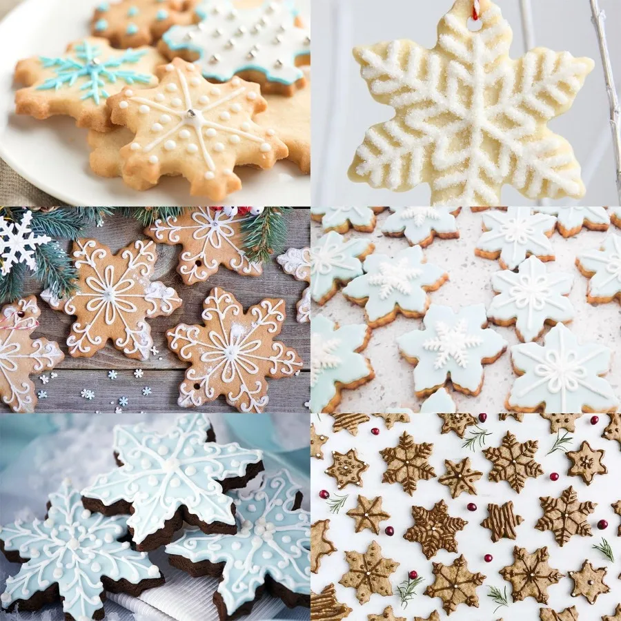 Snowflake Set - 9 Piece Stainless Steel Snowflake Ce Cutters and 3D Christmas Tree for Christmas Holiday Winter Baking