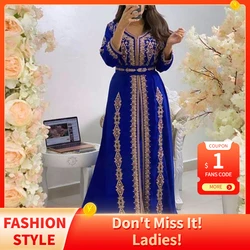 Luxury Appliques Kaftan Dresses Women Dubai Elegant Long Sleeve Muslim Abaya Islam Turkey Jellaba Moroccan Long Dress Maxi 2023