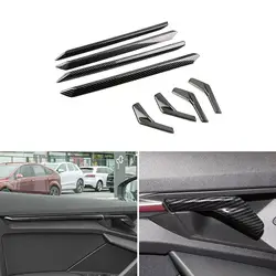For Audi A3 8Y 2021 2022 2023 2024 Car Accessories ABS Carbon Fiber Texture Doors Panel Strips Door Handle Pull Cover Trim Decor