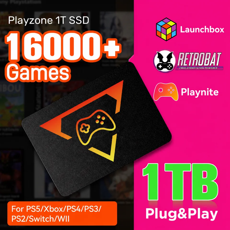 PlayZone 1TB External Emulator Game SSD Built-in 16000 Retro&AAA