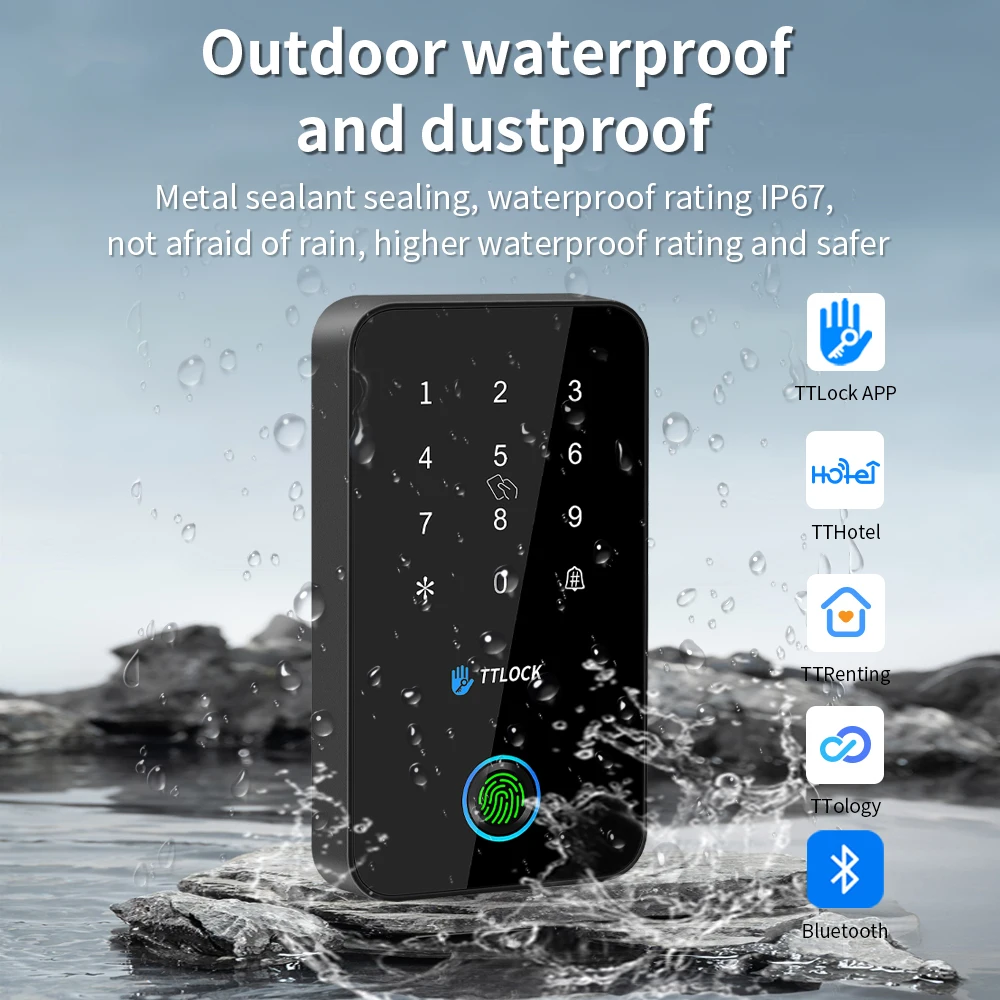 MJ03 IP67 Outdoor Nfc Keypad Ttlock App Fingerprint Password Bluetooth Work with G2 Gateway 13.56Mhz Rfid Access Control System