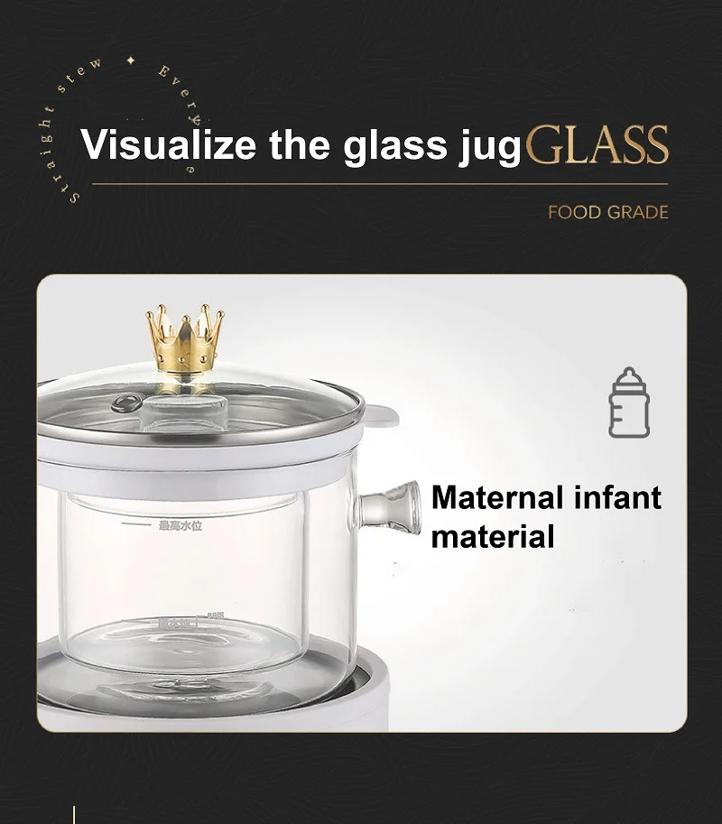 110V Multifunctional Health Pot High Borosilicate Split Glass Flower Teapot Appointment  Electric Stew Pot Auto Keep Warm 1.5L