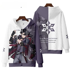 Anime Genshin Impact Wriothesley Cosplay Costumes Unisex 3D Hoodie Sweatshirt Y2K Streetwear Zipper Hooded Jacket Outerwear