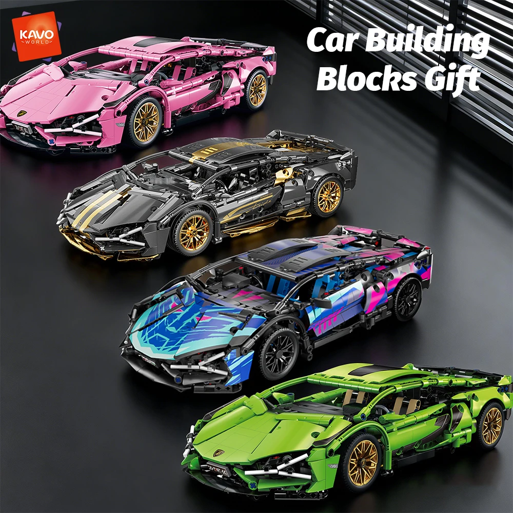 KAVOWORLD 1:8 Scale Racing Car Building Set Model MOC DIY Assembly Bricks Kit Construction Toy for Teen Home Decor Birthday Gift