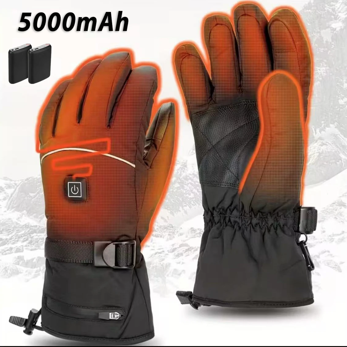 

Electric Heated Gloves Rechargeable 5000mAh Battery Waterproof Winter Ski Motorcycle Gloves Touchscreen Hand Warmers Men Women