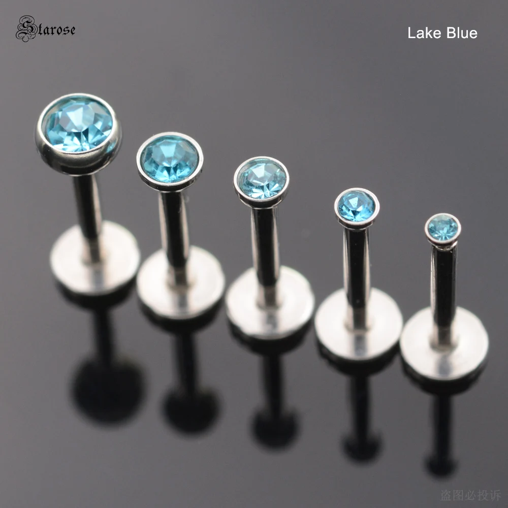 5Pcs Rainbow Blue Crystal Nose Ring Stud Set