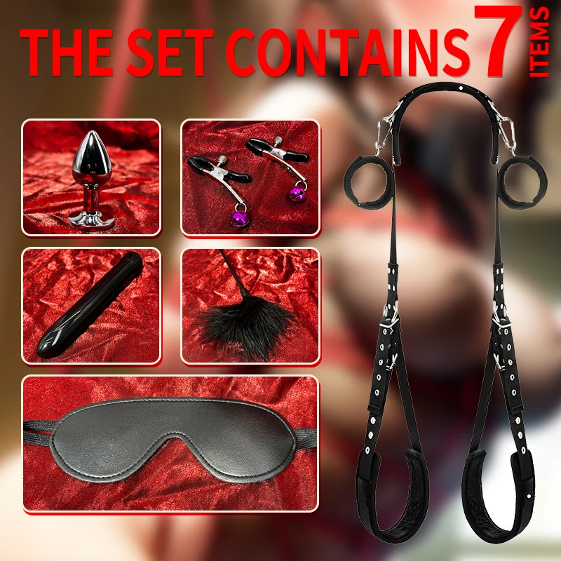 BDSM Sex Handcuffs Restraints Open Leg Ankle Cuffs SM Bondage Harness Bed Bandage Straps Slave Sex Toy Erotic Accessories Kits