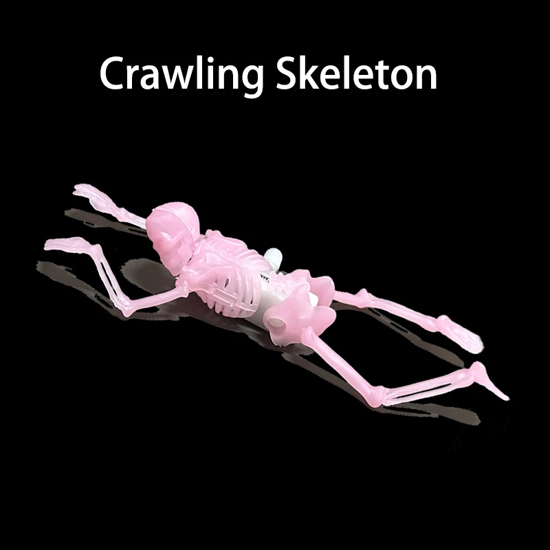 Halloween Gift Puzzle Toy Assembly Crawling Skeleton Mainspring Skeleton Assembly Model Horror Parody Night Light Toy