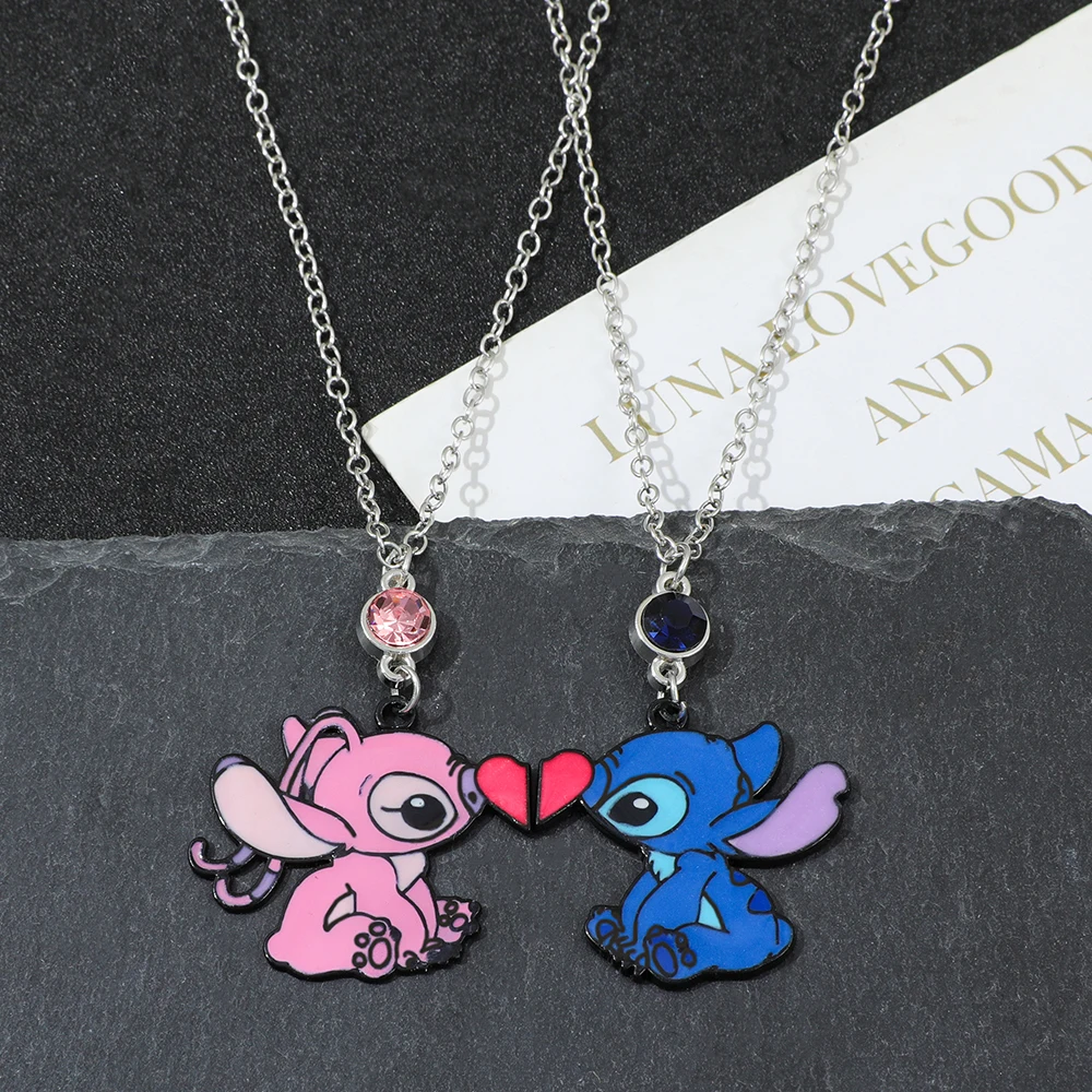 ديزني لطيف الكرتون غرزة الملاك الحب Noctilucent المينا قلادة قلادة مناسبة لعيد الحب الذكرى لعبة هدية #3