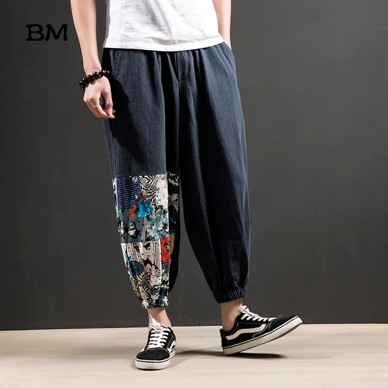 Summer Antiquity Printed Casual Pants Men Chinese Style Plus Size Joggers 5XL Streetwear Fashion Harem Pants Male Trousers