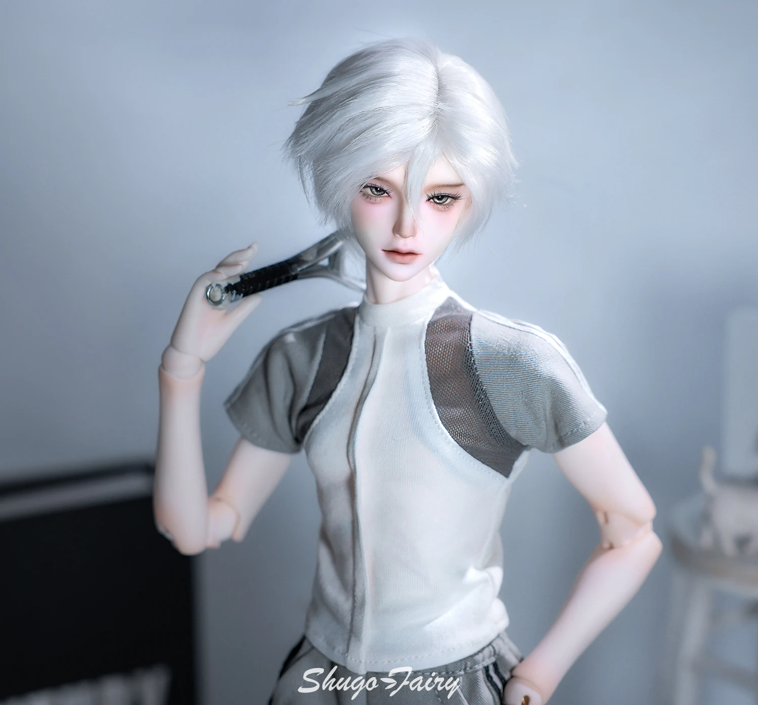 ShugaFairy 1/4 Thugoy A Fullset BJD Bubo Casual Minimalist Everyday Youth Grey-and-White Sportswear MC Resin Ball Jointed Doll