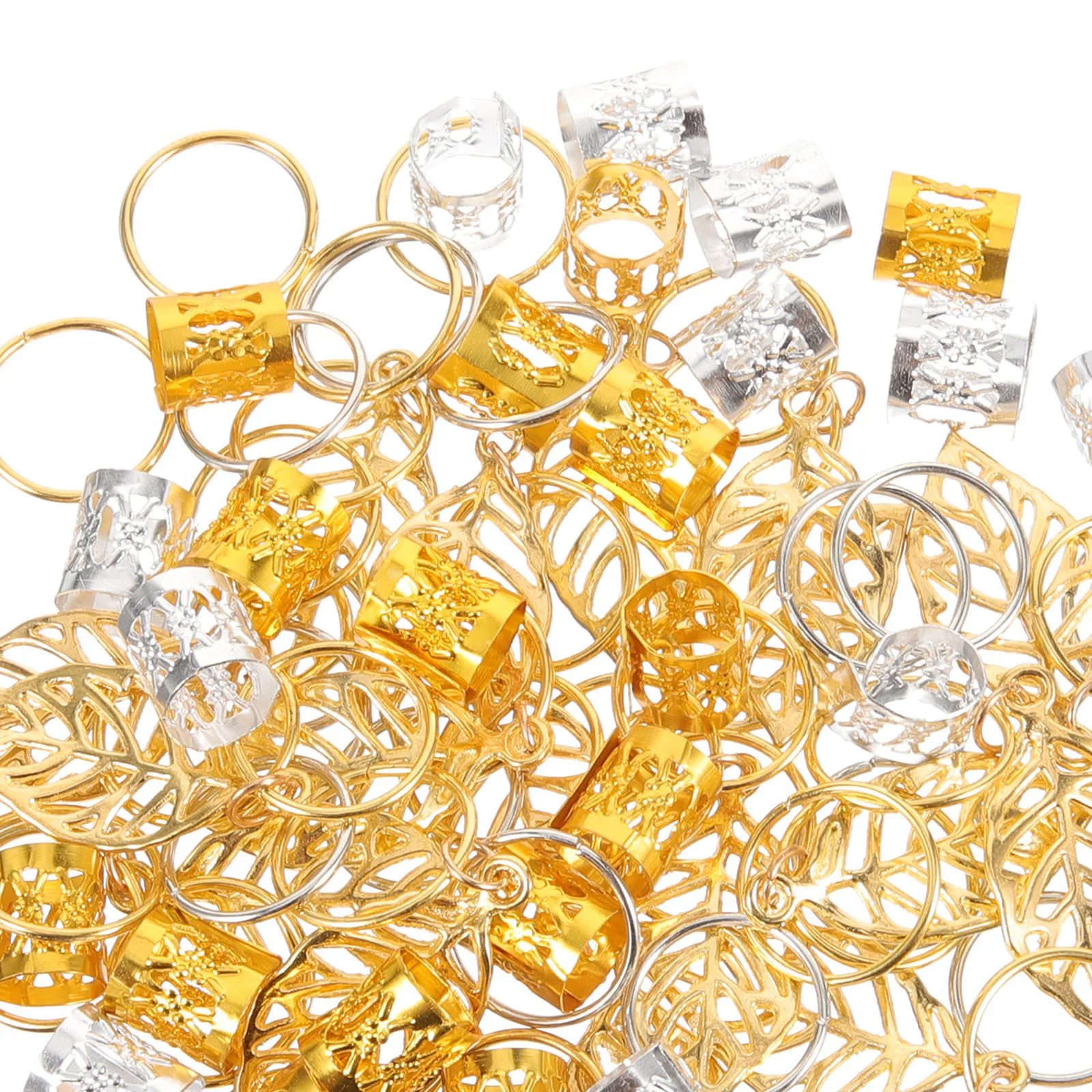 

100pcs Alloy Leaves Small Iron Rings Hair Decoration Dreadlocks Cuffs Tubes Lightweight Fashion Stylish Design Long Lasting Use