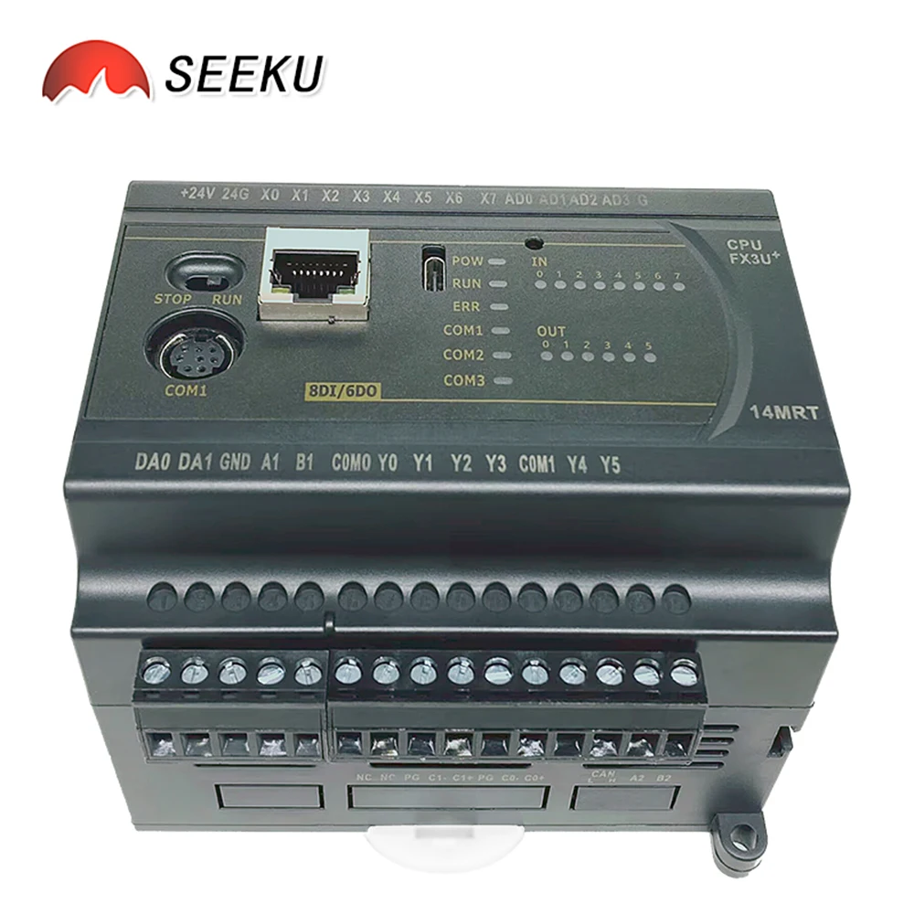 fx3u-14-20-mr-mt-mrt-plc-ad-4ch-0-10v-2ch-k-type-pt100-4ch-ntc-rtc-ethernet-rs485-modbus-industrial-controller