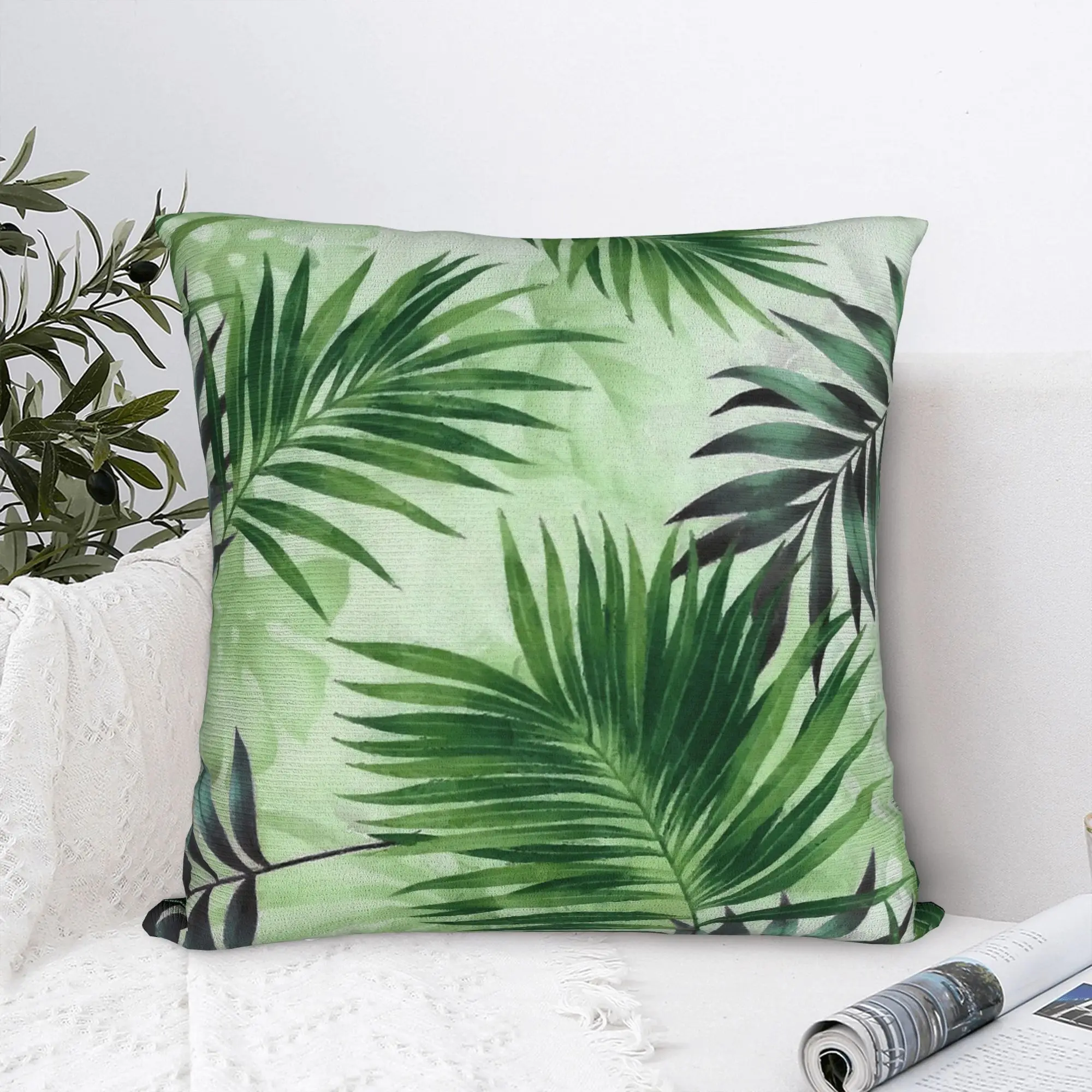 Palm Leaves Tropical Pillowcase Polyester Cushion Cover Decor Hawaiian Exotic Pillow Case Cover Home Zipper 45*45cm
