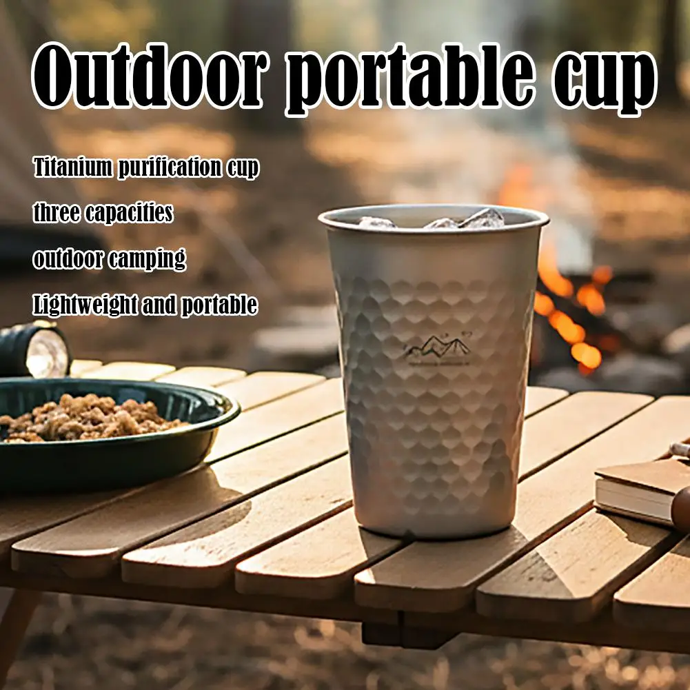 350-600ml Reine Titan-Trinkbecher, Ultraleichte Kaffee- und Saftbecher für Zuhause, Outdoor, Camping, Picknick, Bierbecher