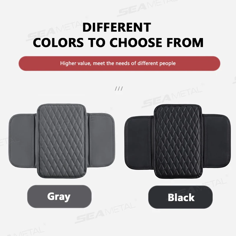 SEAMETAL PU Leather Car Arm Rest Cushion Anti Scratch Armrest Protection Cover Center Console Box Protector with Storage Pocket