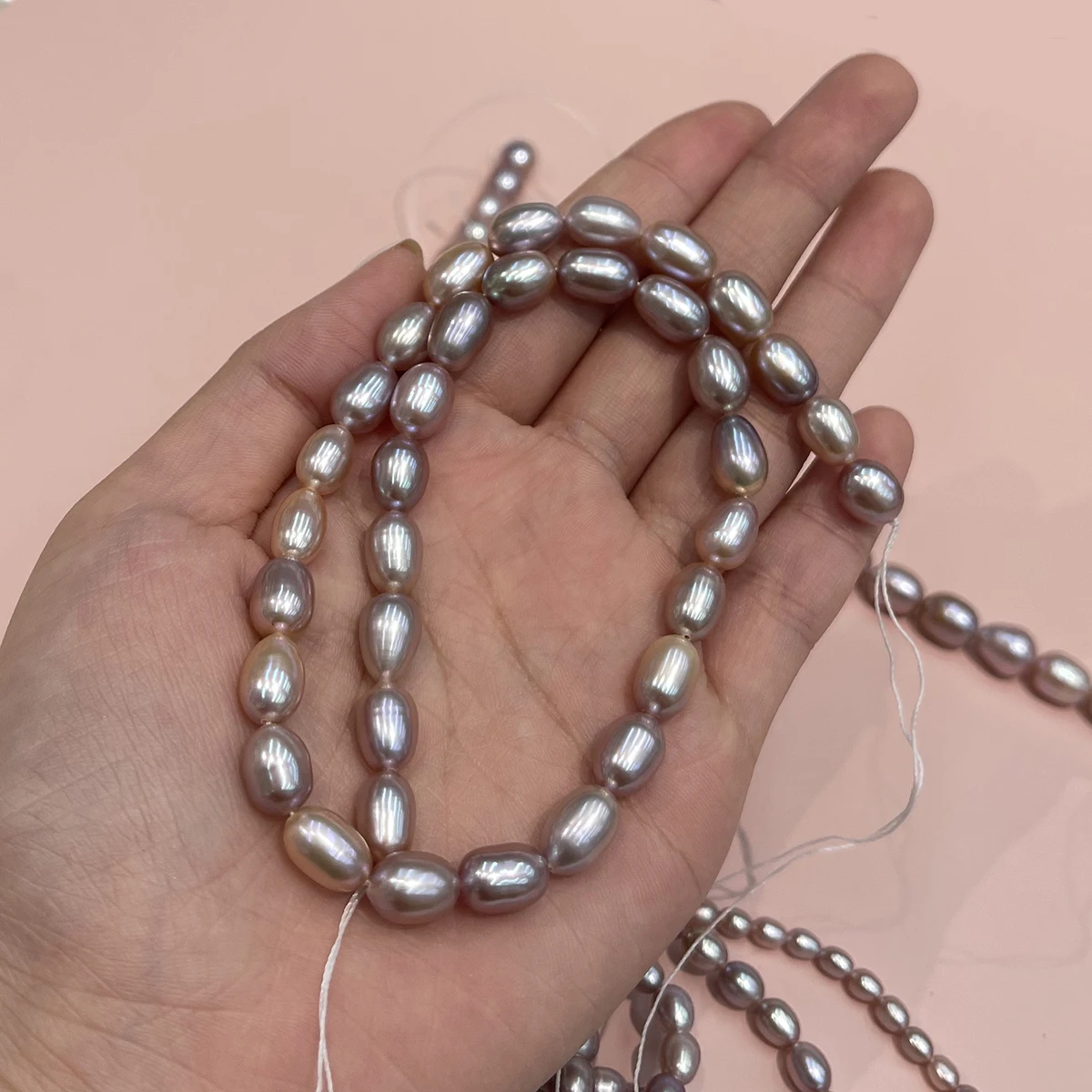 AAA Natürliche Süßwasser-Reisperlen in Lila, 3-9 mm, für die Schmuckherstellung, DIY-Halsketten, Armbänder, Ketten, Ohrringe, Accessoires – Detail 5