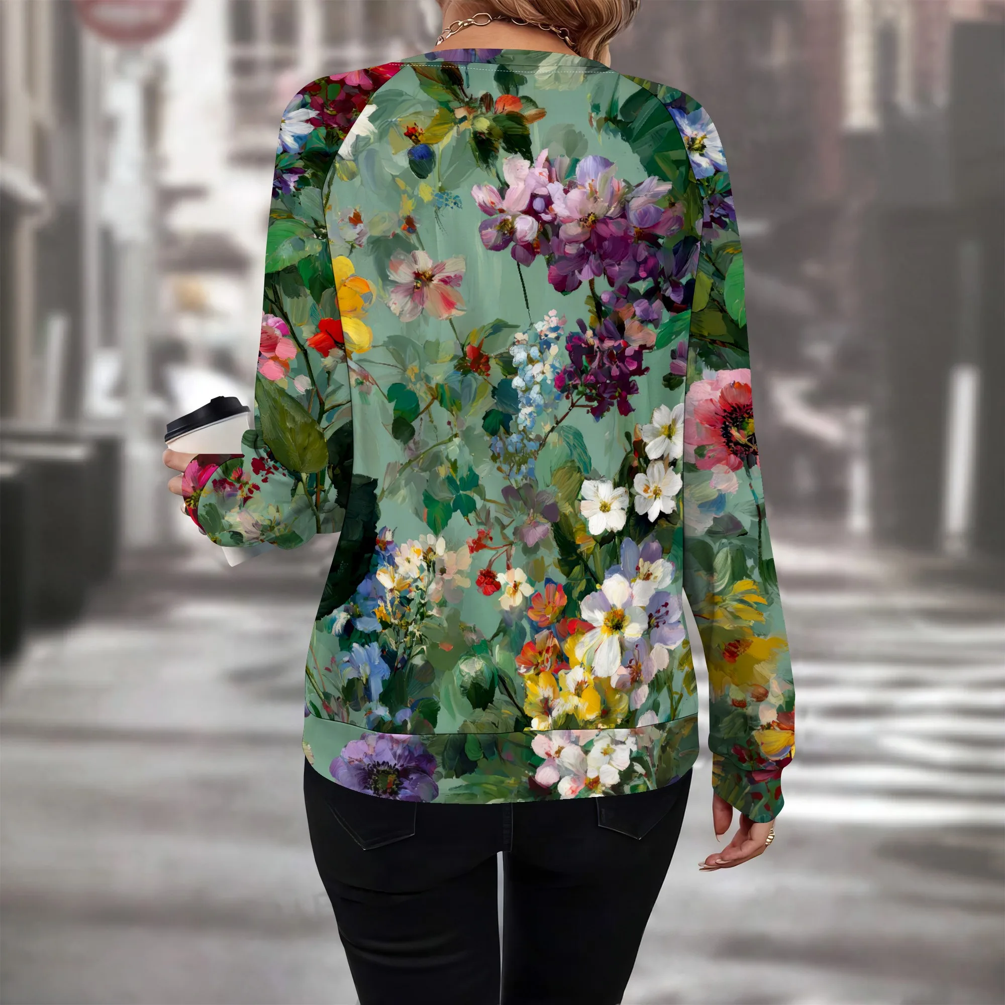 Womens 3/4 Length Sleeve T Shirt Loose Fit Plus Size Crewneck Tops Casual Tees Fashion Summer Flower Graphic Blouses