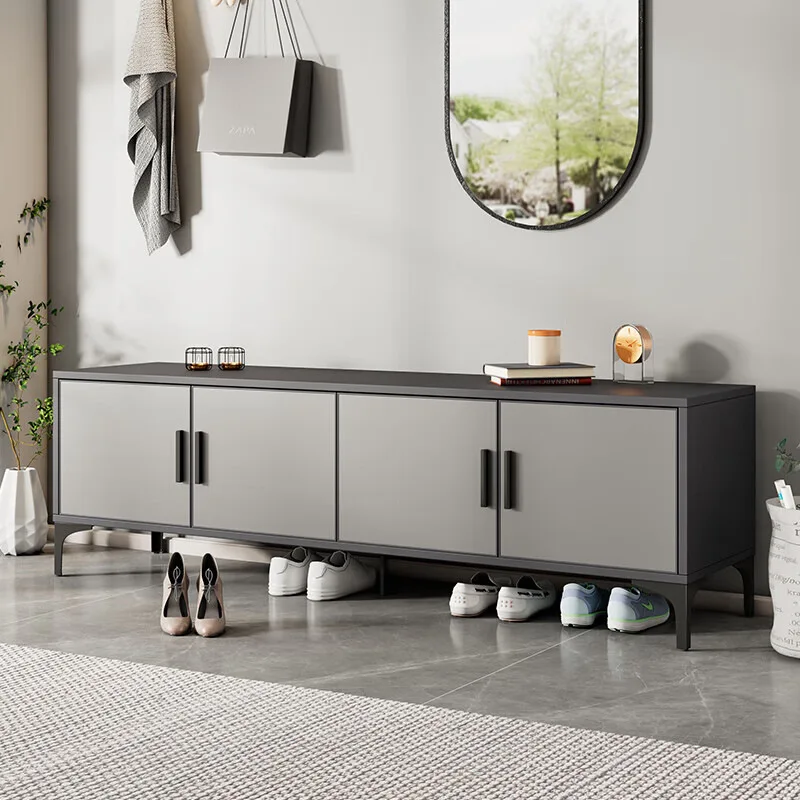 All-aluminum alloy ultra-thin tipping bucket shoe cabinet household door simple modern waterproof and sunscreen large capacity