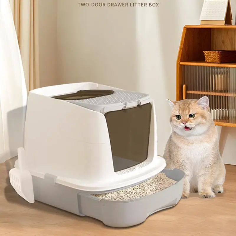 Cat Litter Box Anti-odor Fully Enclosed Oversized Cat Toilet Cat Litter Box Folding Anti-splash And Odor-proof Double-door