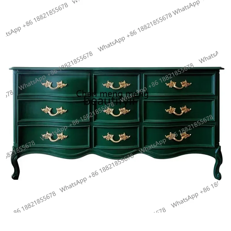 

X1French solid wood retro old multi-drawer storage side cabinet neoclassical European entrance cabinet