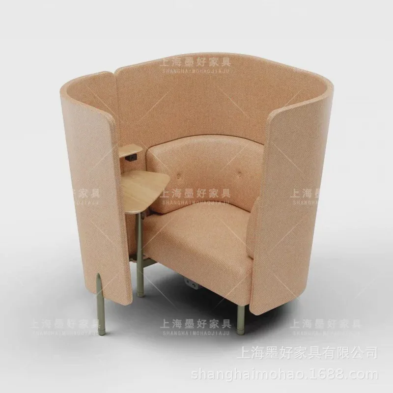 semi-surround office sofa, single seat with lighting, small table, booth, meeting room, privacy and soundproof meeting chair