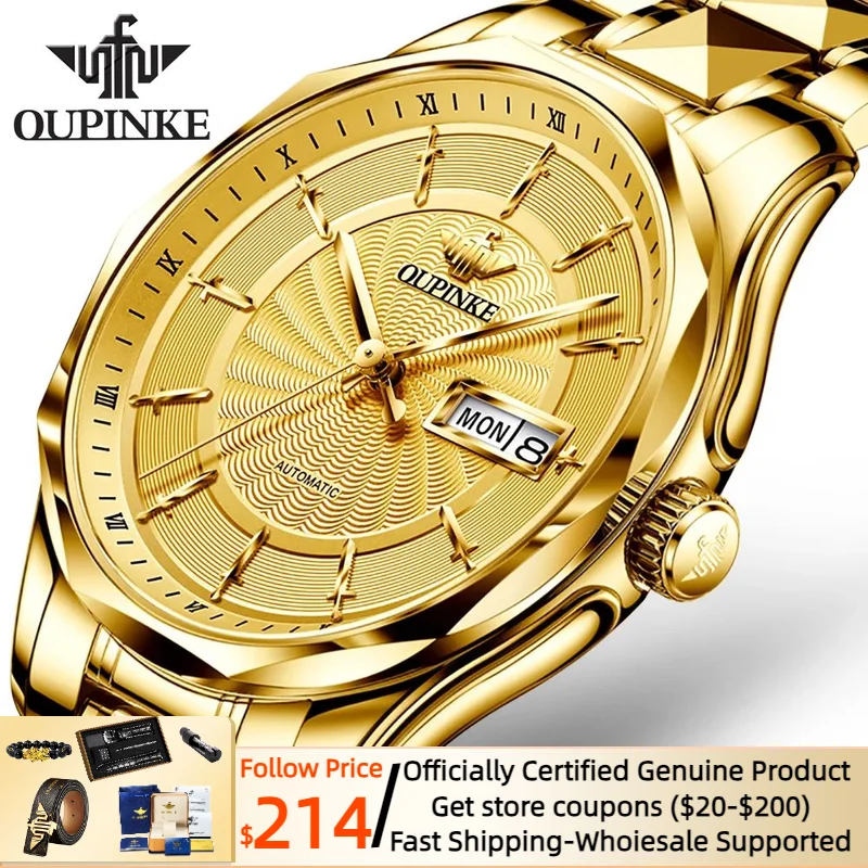 OUPINKE Luxury Mechanical Watches Automatic Watch Men Sapphire Glass 50M Waterproof Top Technology Classics Wristwatch Original