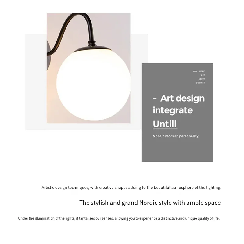 

A03F-Wall Sconce Lamp In Fixture Milk White Globe Glass Modern Design For Bedroom For Bathroom Kitchen Living Room Vanity Hallwa