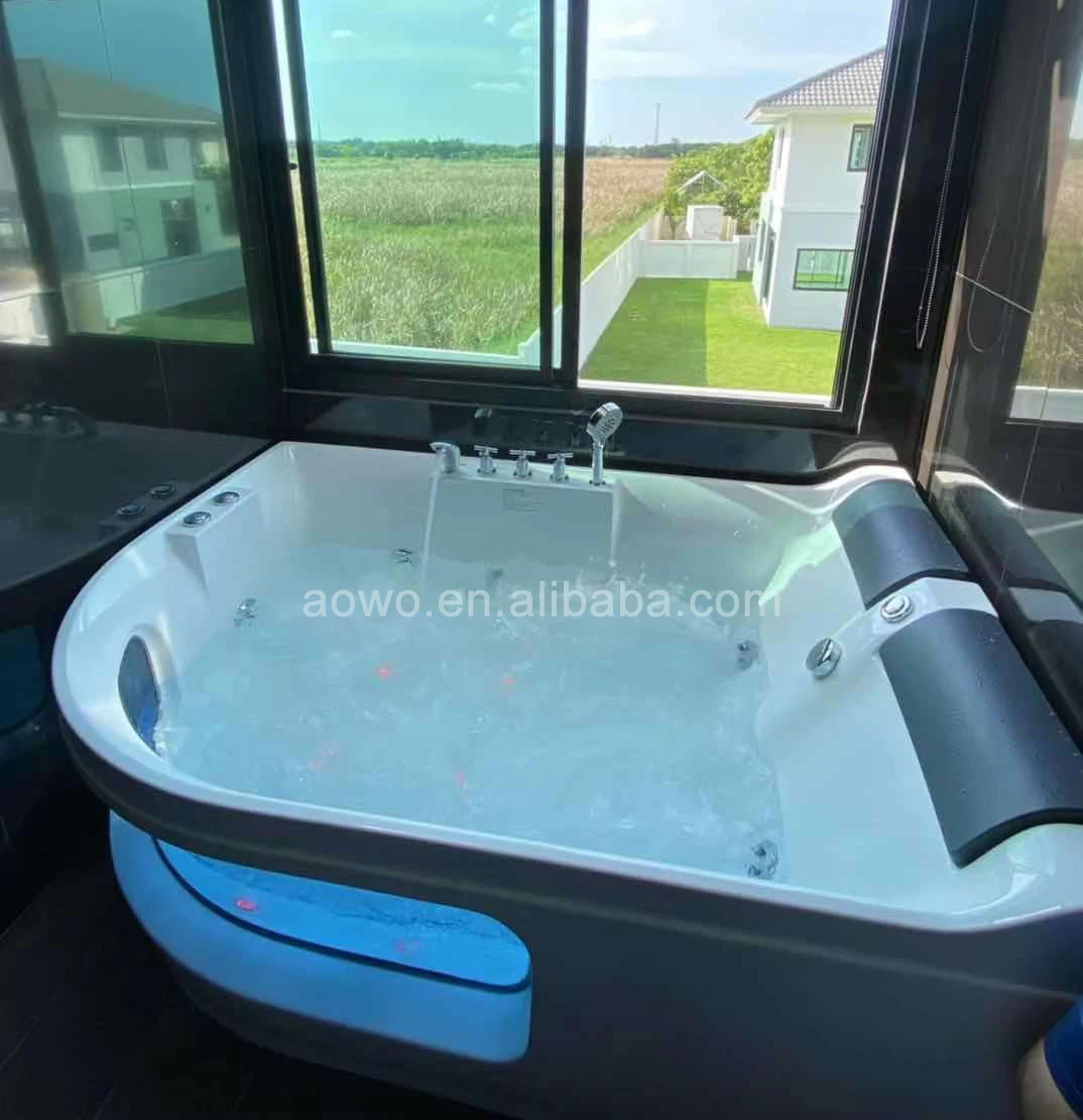 Yacuzzi Tina Spa para 2 personas Jakuzzy Baño Hidromasaje Luces de burbujas Jets Bañeras Bañera portátil con spa interior