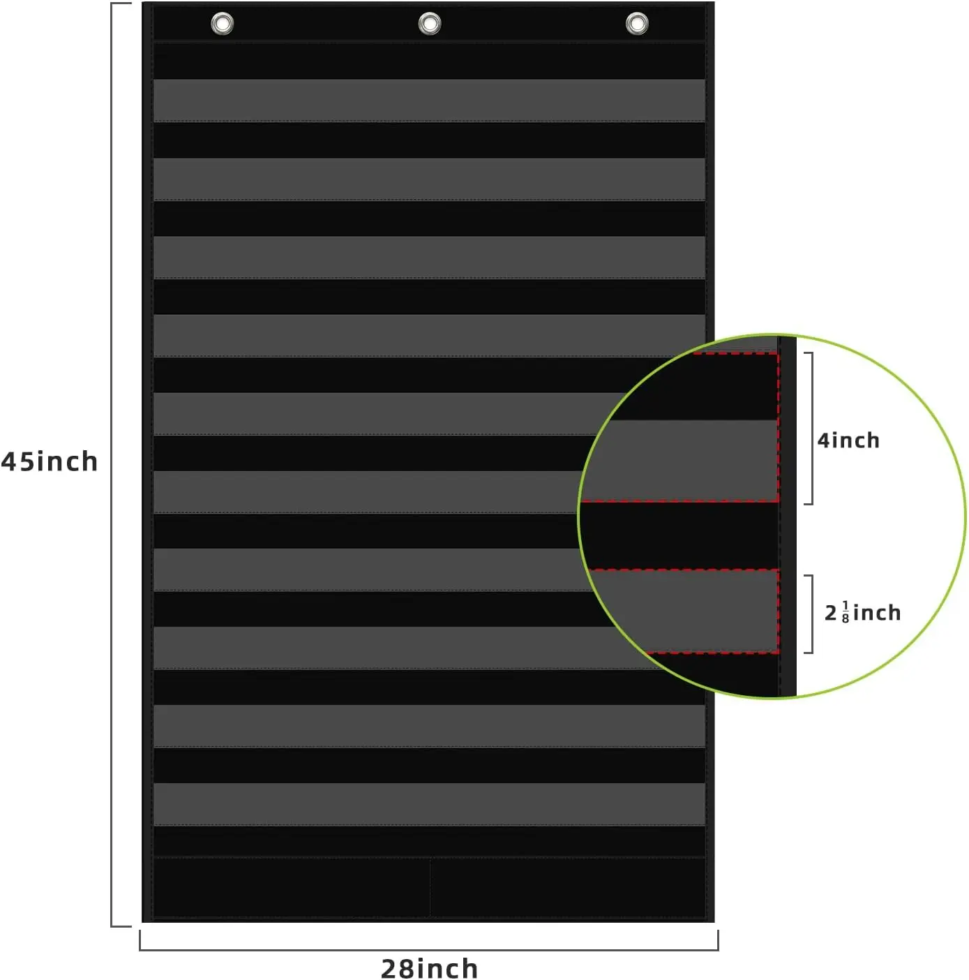 Large 10 Pockets Standard Pocket Chart Classroom Quality Teaching Pockets Words Chart with 2 Extra Storage Pocket for Studenets