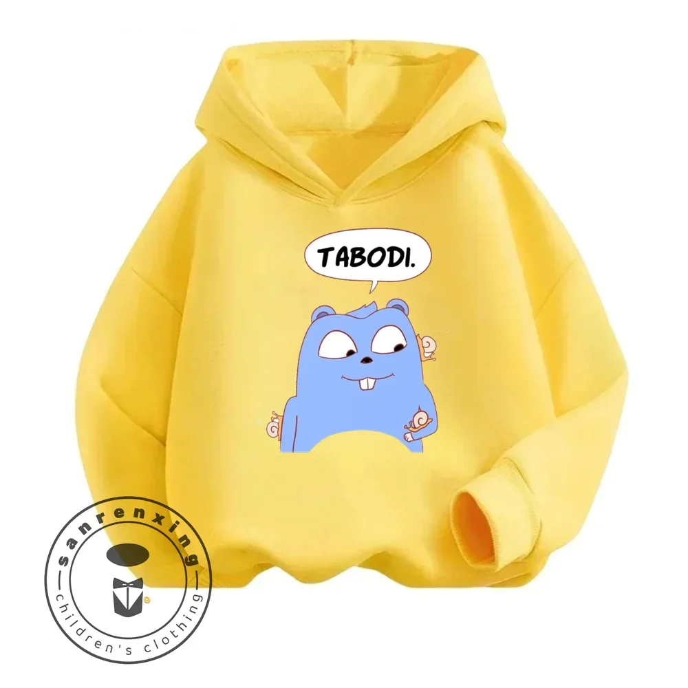 

Grizzy the Lemmings Cartoon Can Not Resist the Exquisite Print Design Soft Texture Children's Autumn Winter Long Sleeved Hoodie