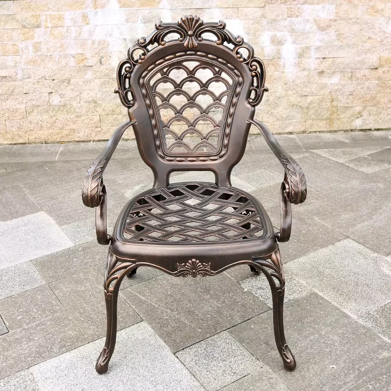 New Evane Cast Aluminum Chair Rust-Resistant Metal Chairs  Courtyard Garden Hotel Urniture Terrace Waterproof Patio Metal Chair