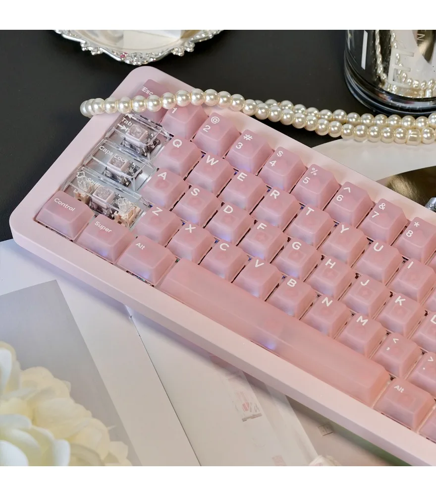 Purple/White/Blue/Coffee/Gray/Pink PC Fog Clear Mechanical Keyboard Keycaps 13 Original Height 132 Keys