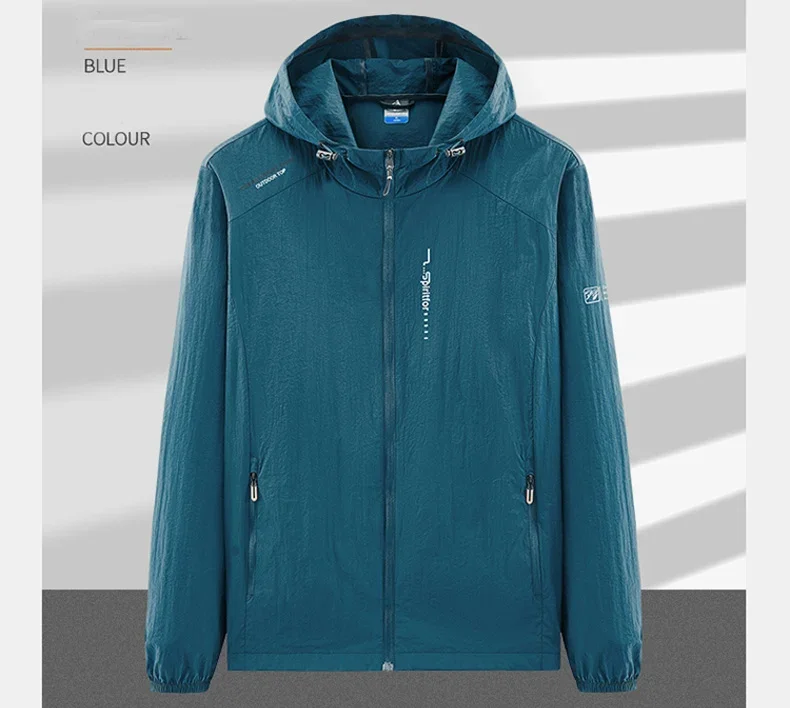 UPF50+ Summer Outdoor Quick Dry Sun-Protective Thin Jacket Men Hiking Fishing Cycling Hooded Gym Sport Ultra Light Windbreaker 166 S6cba20cdd6134afcbe2be897646b0c09A