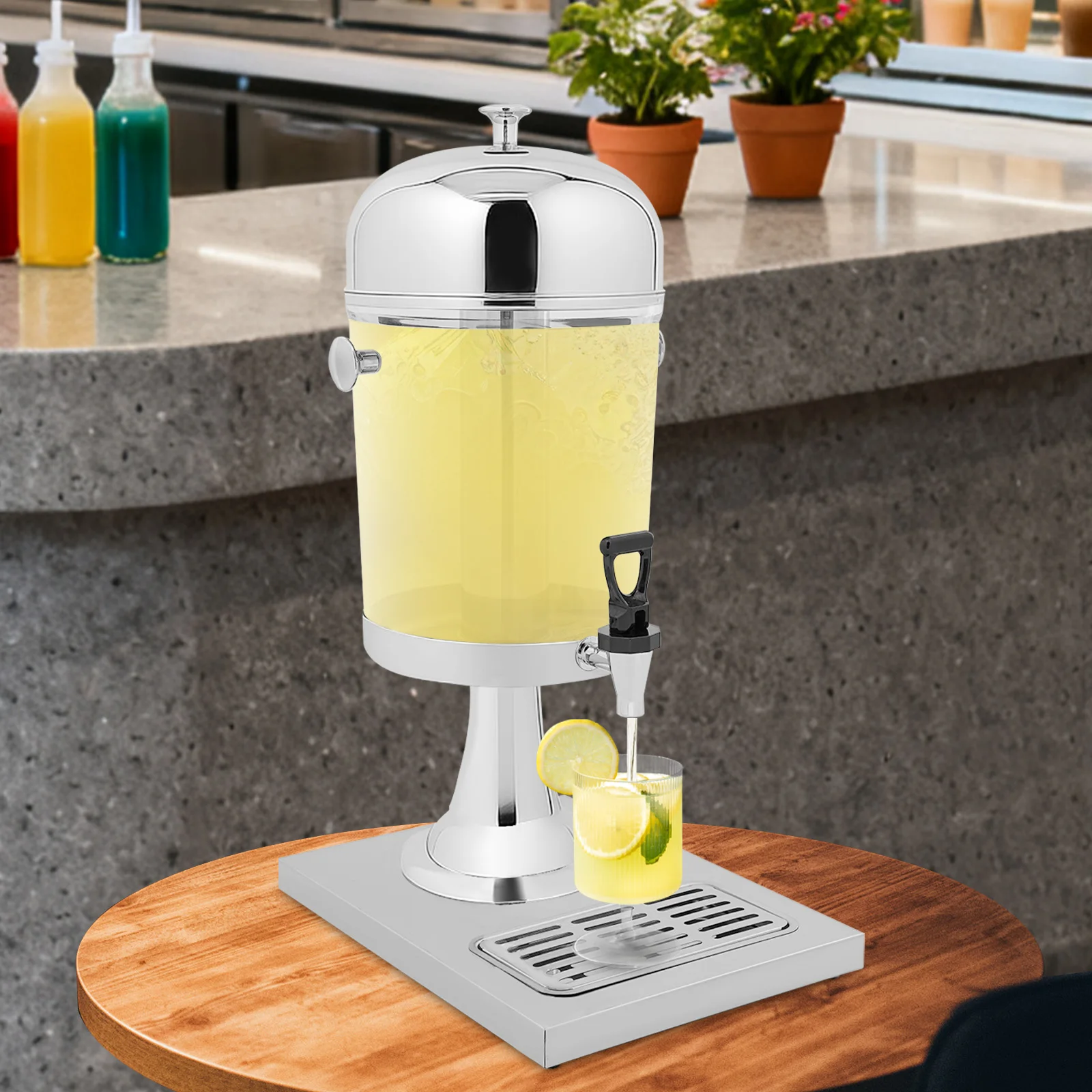 موزع مشروبات سعة 2.11 جالون مع قلب ثلج، وموزعات مشروبات، وموزع مشروبات مع حامل وصينية تنقيط لعصير الليمون والحليب والبيرة #2