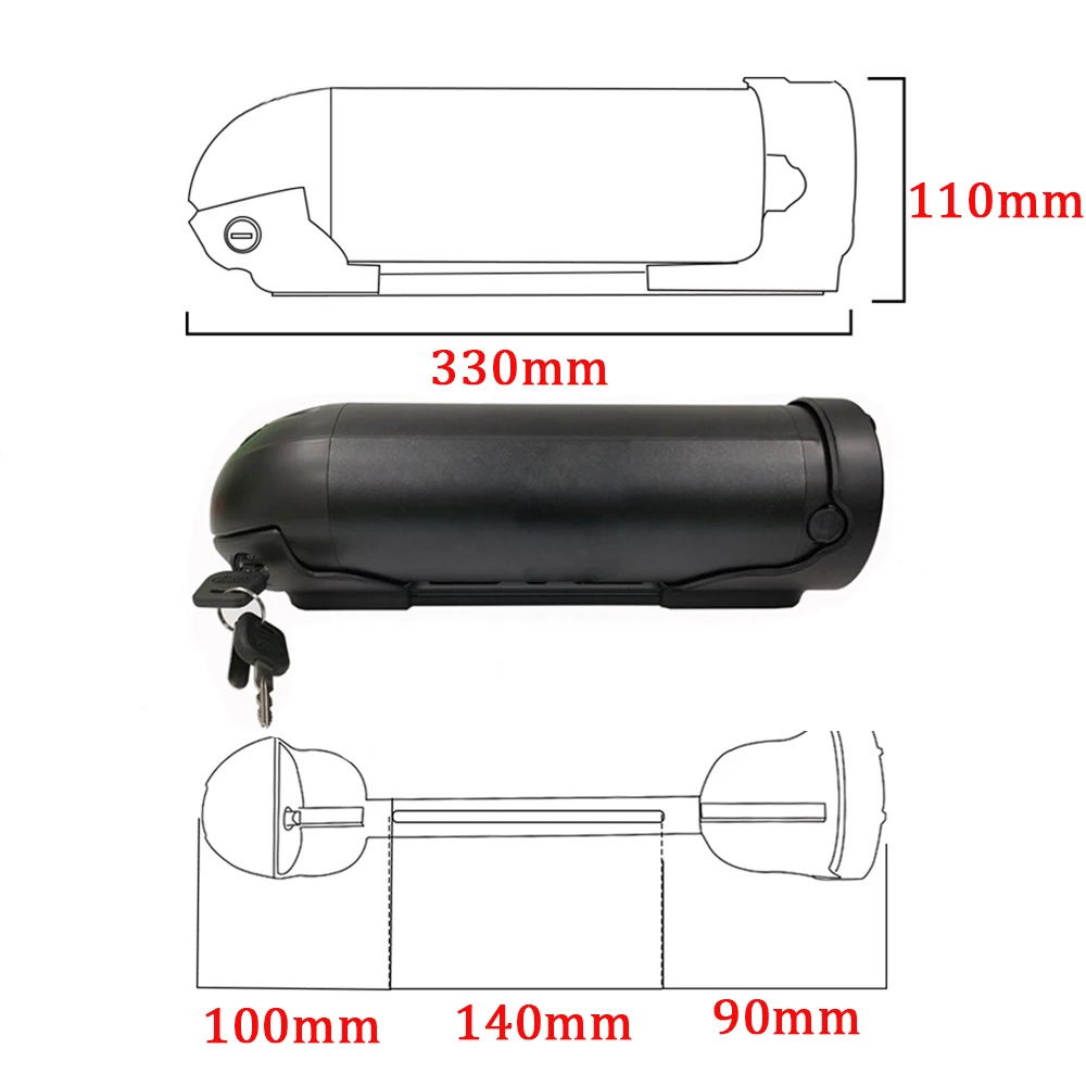 Water Bottle Ebike Battery Case 36V 48V Kettle Lithium-ion Electric Bike Battery Box Electric Bicycle Battery Box Case