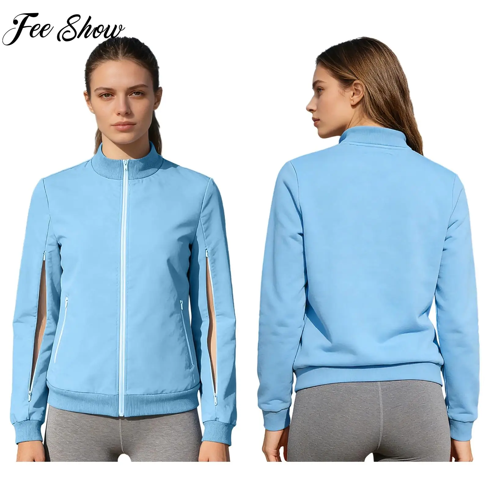 

Women Dialysis Sweatshirt Tops Casual Daily Wear Long Sleeves with Hidden Zipper Pockets Hemodialysis Adaptive Jacket Outerwear