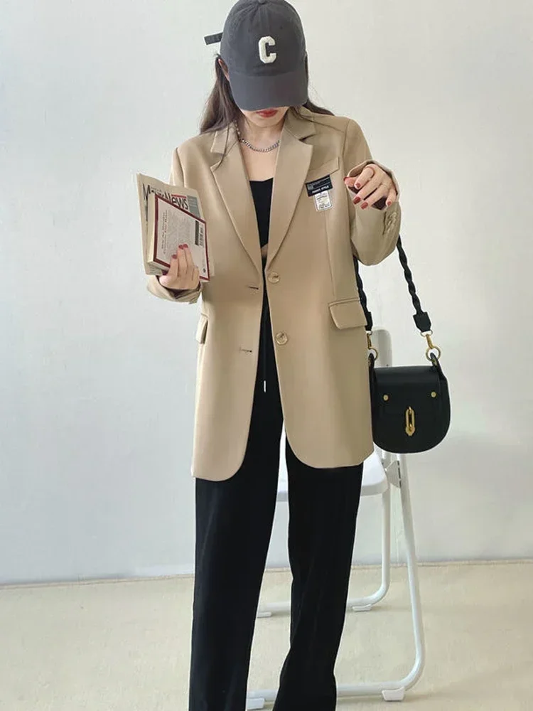 

UNXX Japanese Women Suit Office Lady Blazer Women Coat Spring Autumn New Design Long Sleeve Straight Khaki Blazer Jackets Women