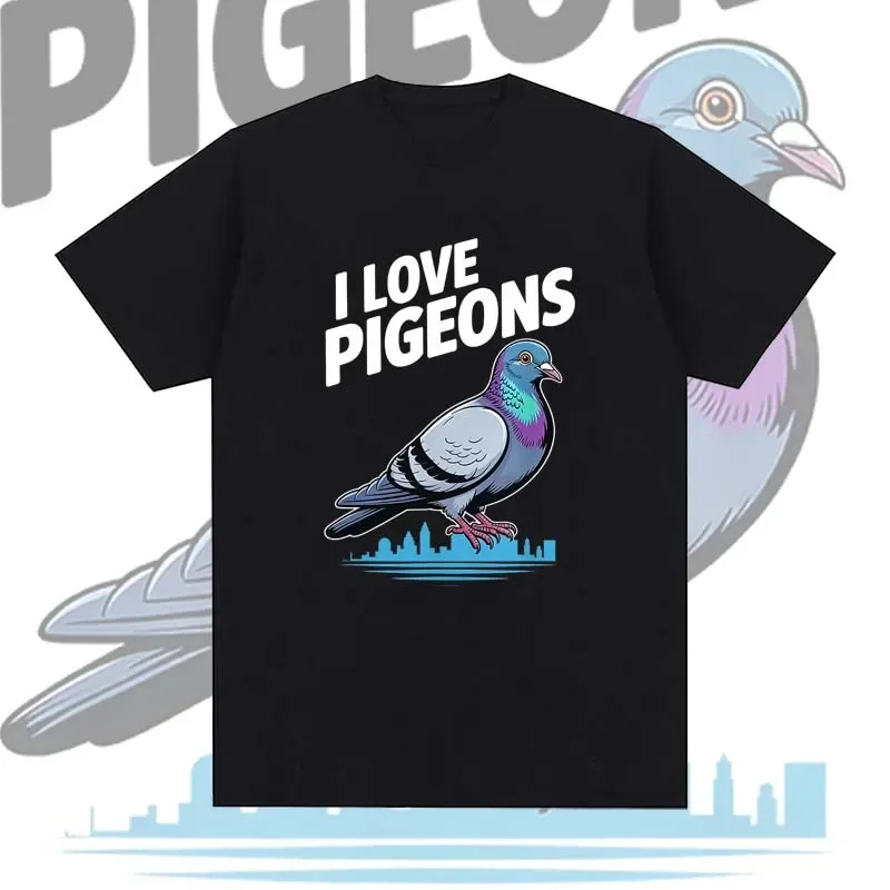 Pigeons Print T-shirts for Women Summer Casual Fashion Vintage Harajuku Hip Hop Humor Tops Crew Neck Short Sleeve Cotton Tees