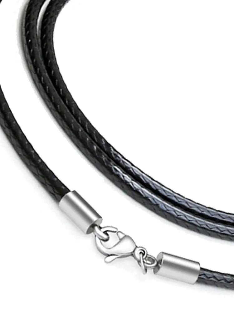 1/1,5/2/3 mm wasserdichte geflochtene Lederkette Schnur Seil Halskette mit Edelstahlverschluss für DIY Anhänger Schmuckherstellung Männer