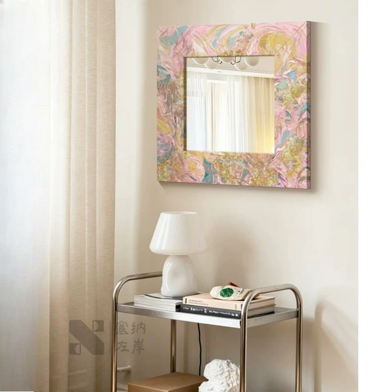 Funky Modern Mirror Decoration Living Room Art Aesthetic Vanity Square Cute Mirror Hanging Cosmetics Espelhos Home Products