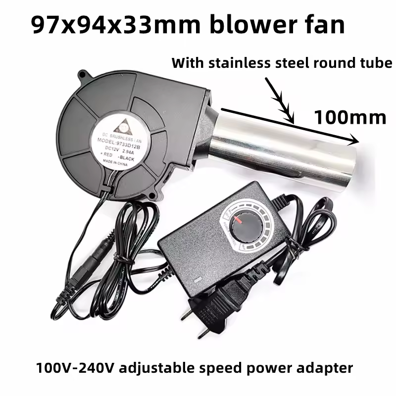 מפוח טורבו נייד קטן בעל נפח גבוה 12V 2.94A 9733 9cm BFB1012EH עם יציאת איסוף אוויר ובקר מהירות ספק כח